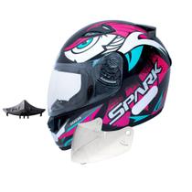 Capacete Ebf Spark Dragon Preto Rosa Com Narigueira Mais Viseira Cristal