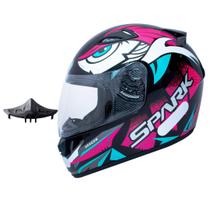 Capacete Ebf Spark Dragon Preto Rosa Mais Narigueira