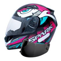 Capacete Ebf Spark Dragon Preto Rosa Mais Viseira Fumê