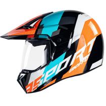 Capacete Enduro Bieffe 3 Sport Adventure Preto e Laranja