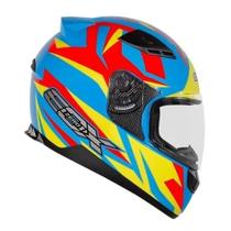 capacete eox colors azul/fluor/amarelo n,58
