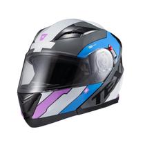 Capacete Escamot Gladiator V3 Reisen Azul Rosa E Branco 56 - Texx