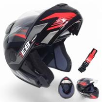 Capacete Escamoteavel E8 Fast Preto Vermelho 60 Ebf