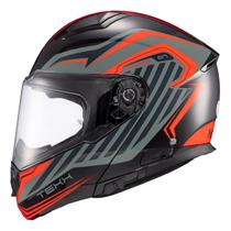 Capacete Escamoteável Kratos Nomade Robocop C/ Óculos Preto Vermelho e Cinza 56 - Texx