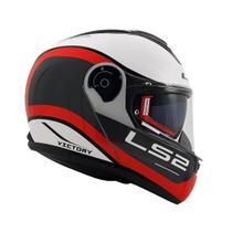 Capacete Escamoteável Ls2 Ff908 Strobe il Branco Vermelho