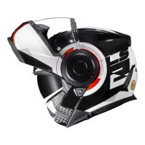 Capacete Escamoteavel LS2 Scope Arch Branco e Vermelho Brilhante Articulado Robocop Capacete Escamoteavel LS2 Scope Arch Branco e Vermelho Brilhante Articulado Robocop