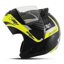 Capacete Escamoteavel Modular Feminino Masculino Pro Tork V-Pro Jet 2 Carbon Preto Aberto Fechado