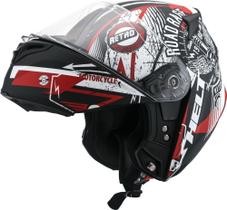 Capacete Escamoteavel Robocop Helt Hippo Custom Vintage Retro Preto Branco Fosco C/ Selo Inmetro