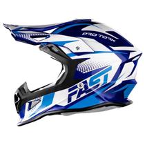 Capacete Esportivo Enduro Protork Fast Tech Azul - Branco 56