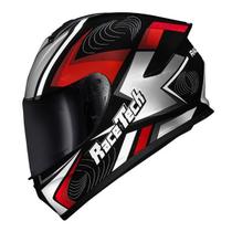 Capacete Esportivo Moto Race Tech Hit Draw Preto Cinza Vermelho