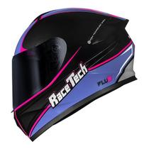 Capacete Esportivo Moto Race Tech Hit Plus Preto Com Roxo