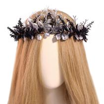 Capacete Fairy Woodland MOSTORY Black Elf Flower Crown
