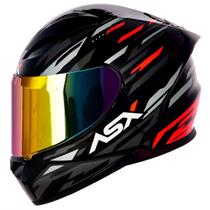 Capacete Fechado ASX City Arrow Grafite Brilho com Viseira Colorida Rainbow
