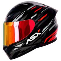 Capacete Fechado ASX City Arrow Grafite Brilho com Viseira Colorida Vermelha