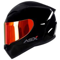 Capacete Fechado ASX City Solid Preto Brilho com Viseira Colorida Laranja Vermelho Capacete Fechado ASX City Solid Preto Brilho com Viseira Colorida Laranja Vermelho