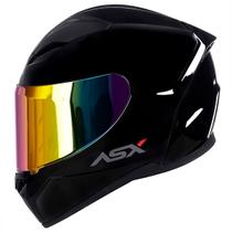 Capacete Fechado ASX City Solid Preto Brilho com Viseira Colorida Rainbow