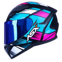 Capacete Fechado ASX City Start Rosa Brilho com Viseira Colorida Azul Capacete Fechado ASX City Start Rosa Brilho com Viseira Colorida Azul