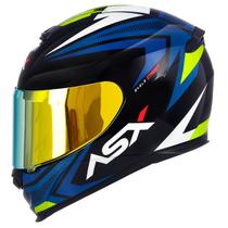 Capacete Fechado ASX Eagle Street Azul Brilho com Viseira Colorida Dourada Capacete Fechado ASX Eagle Street Azul Brilho com Viseira Colorida Dourada