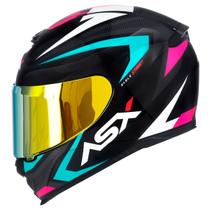 Capacete Fechado ASX Eagle Street Tiffany Brilho com Viseira Colorida Dourada Capacete Fechado ASX Eagle Street Tiffany Brilho com Viseira Colorida Dourada