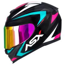 Capacete Fechado ASX Eagle Street Tiffany Brilho com Viseira Colorida Rosa Capacete Fechado ASX Eagle Street Tiffany Brilho com Viseira Colorida Rosa