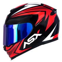 Capacete Fechado ASX Eagle Street Vermelho Brilho com Viseira Colorida Azul Capacete Fechado ASX Eagle Street Vermelho Brilho com Viseira Colorida Azul