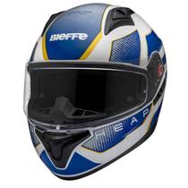 Capacete Fechado Bieffe B40 Beyond Branco Azul e Dourado - Capacete Fechado Bieffe B40 Beyond Branco Azul e Dourado -