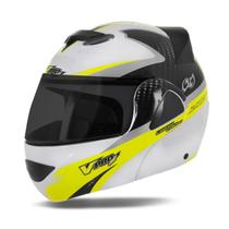 Capacete Fechado Escamoteável Robocop Articulado Pro Tork V-Pro Jet 2 Carbon Branco Viseira Fumê