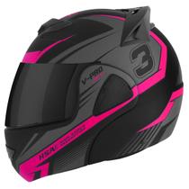 Capacete Fechado Escamoteavel Robocop Articulado V-pro Jet 3 Preto Viseira Fumê Pro Tork Masculino