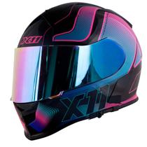 Capacete Fechado Feminino X11 Revo Pro Tronix Rosa e Azul