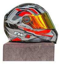 Capacete Fechado Fw3 Fox Com Óculos - Narigueira Alta Capacete Fechado Fw3 Fox Com Óculos - Narigueira Alta