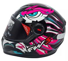 Capacete Fechado Fw3 Gtn Eagle Rosa Azul Narigueira Alta