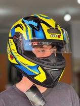 Capacete Fechado Fw3 Gtx Fox Amarelo/azul C/óculos