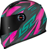 Capacete Fechado Ls2 Draze Ciano Rosa Grey/Green/Pink