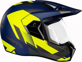 Capacete Fechado Moto Bieffe 3 Sport React Azul Fosco/Amarelo