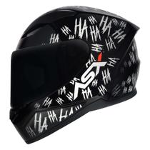 Capacete Fechado Moto Feminino Masculino ASX City Fun HaHaHa com Viseira Fumê V18B Capacete Fechado Moto Feminino Masculino ASX City Fun HaHaHa com Viseira Fumê V18B