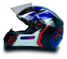 Capacete Fechado Moto Gt5 Azul Vermelho C Narigueira Tamanho 60 Capacete Fechado Moto Gt5 Azul Vermelho C Narigueira Tamanho 60