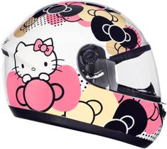 Capacete Fechado Moto Peels Spike Hello Kitty Ribbon Branco/Rosa