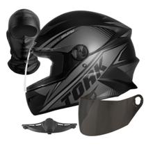 Capacete Fechado New Liberty Four R8 Original + Viseira Fumê + Narigueira + Balaclava PRO TORK