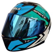 Capacete Fechado Peels Spike 2 1st Verde Brilho + Vis. Azul