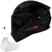 Capacete fechado preto ASX City Solid com Viseira Extra Fumê