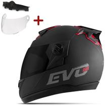 Capacete Fechado Pro Tork Evo G8 Solid Viseira Cristal + Fume Evolution Moto Preto Fosco Branco