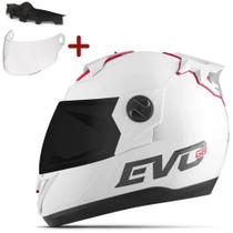 Capacete Fechado Pro Tork Evo G8 Solid Viseira Cristal + Fume Evolution Moto Preto Fosco Branco