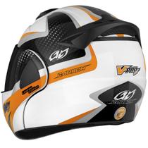 Capacete Fechado Pro Tork V-pro Jet 2 Carbon Branco Viseira Fumê Escamoteável Robocop Aberto Fechado