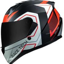 Capacete Fechado Race Tech Sector Exilio Preto Laranja Fosco
