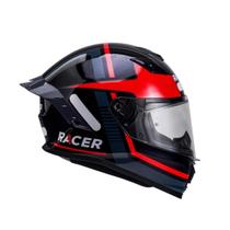 Capacete Fechado Racer1 Rc1 Nava Preto Cinza Vermelho Capacete Fechado Racer1 Rc1 Nava Preto Cinza Vermelho