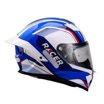Capacete Fechado Racer1 Rc1 Octane Branco Azul Vermelho
