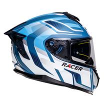 Capacete Fechado Racer1 Rc2 Start Spirit Azul Branco Prata