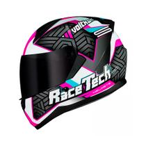 Capacete Fechado Sector Voltkon Branco e Rosa Race Tech