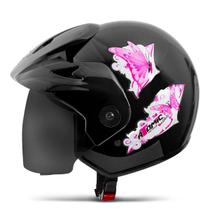 Capacete Feminino Aberto Moto Pro Tork Atomic For Girls Viseira Fumê Rosa Lindo