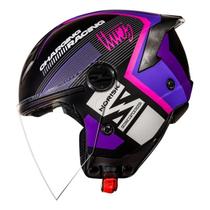 Capacete Feminino Aberto Norisk Neo Vizion Roxo Rosa Moto